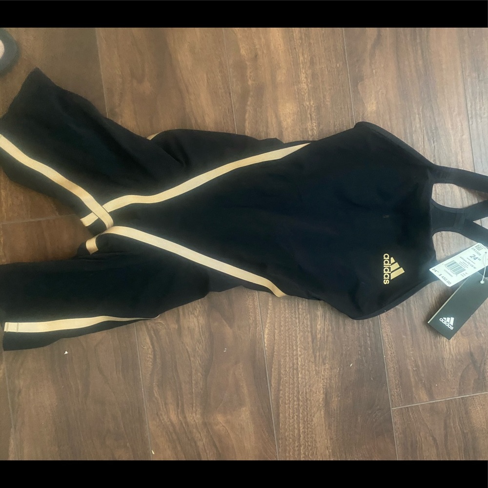 Adidas black&gold speedsuit size 24 new with tags